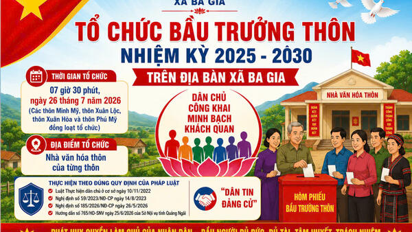 UBND XÃ BA GIA THÔNG BÁO CÁC ĐIỂM BẦU CỬ TRƯỞNG THÔN NHIỆM KỲ 2025 – 2030